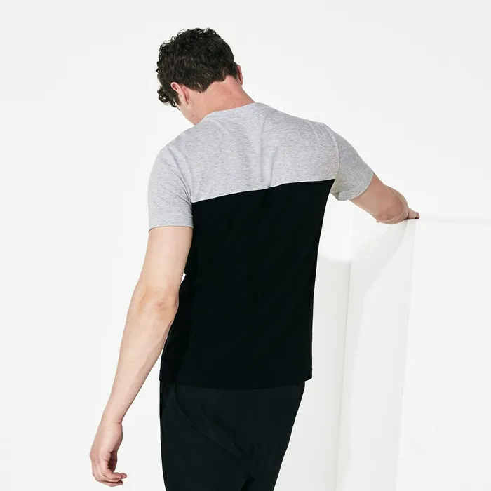 SPORT ColorBlocked Cotton TShirt Grey ChineWhiteBlack Mens Lacoste TShirts Outlet Factory
