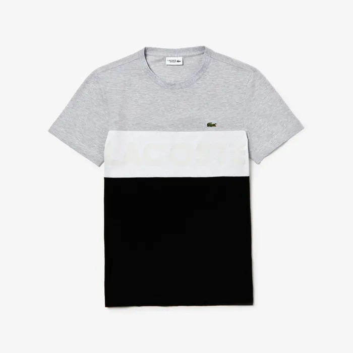 SPORT ColorBlocked Cotton TShirt Grey ChineWhiteBlack Mens Lacoste TShirts Outlet Factory