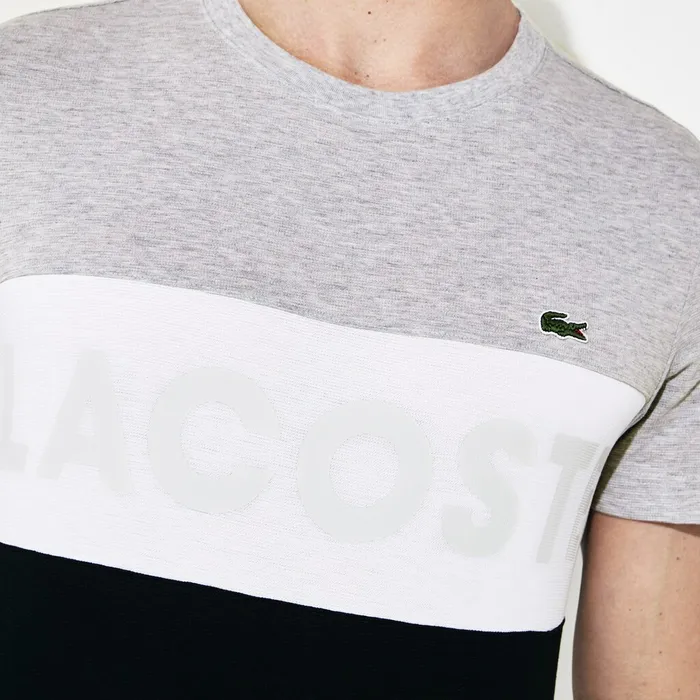 SPORT ColorBlocked Cotton TShirt Grey ChineWhiteBlack Mens Lacoste TShirts Outlet Factory