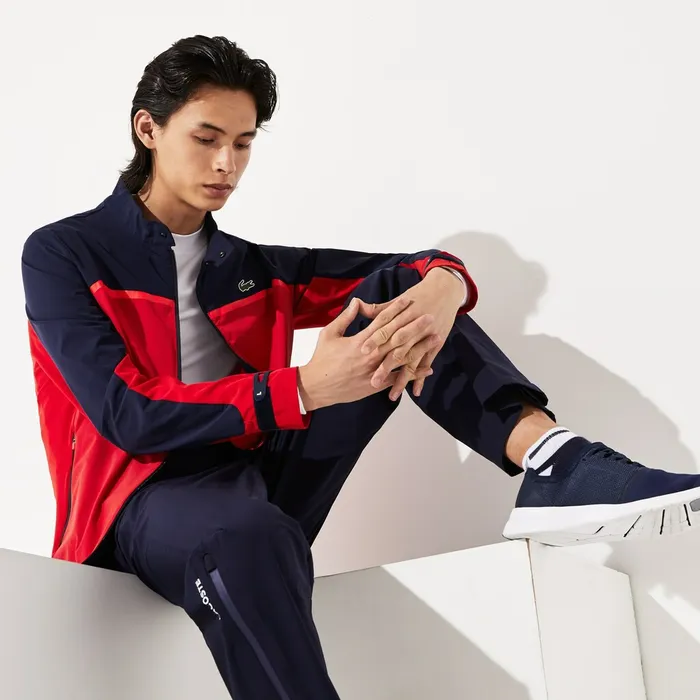 SPORT ColorBlocked Lightweight Stretch Zip Jacket RedNavy BlueRed Mens Lacoste Jackets and Coats Online Outlet Store SPORT ColorBlocked Lightweight Stretch Zip Jacket RedNavy BlueRed Mens Lacoste Jackets and Coats Online Outlet Store