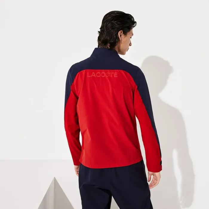 SPORT ColorBlocked Lightweight Stretch Zip Jacket RedNavy BlueRed Mens Lacoste Jackets and Coats Online Outlet Store