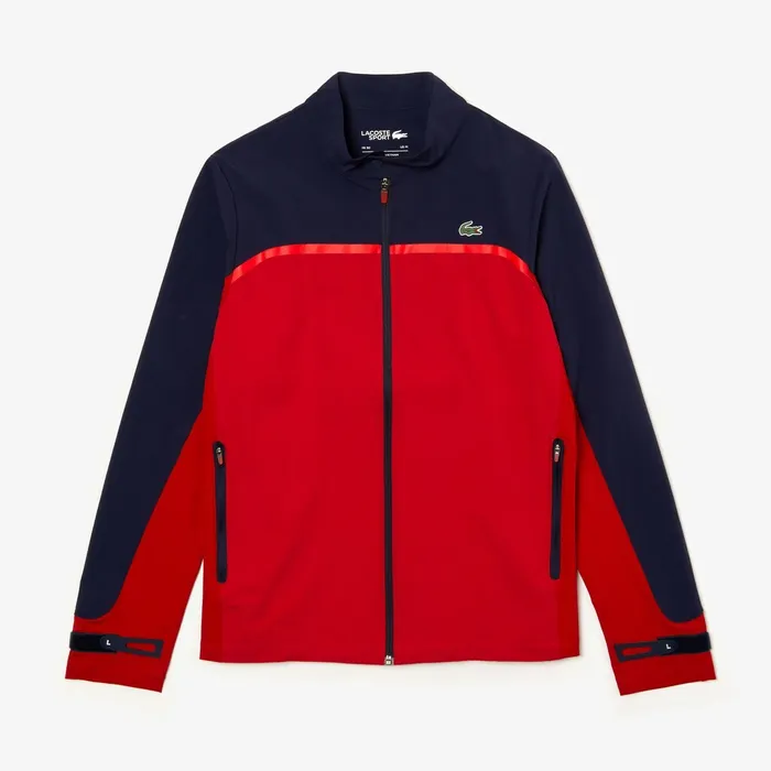 SPORT ColorBlocked Lightweight Stretch Zip Jacket RedNavy BlueRed Mens Lacoste Jackets and Coats Online Outlet Store