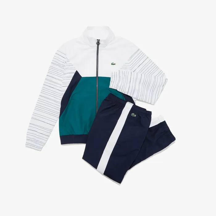 SPORT ColorBlocked Tennis Sweatsuit WhiteNavy BlueGreenNavy Blue Mens Lacoste Tracksuits Online SPORT ColorBlocked Tennis Sweatsuit WhiteNavy BlueGreenNavy Blue Mens Lacoste Tracksuits Online