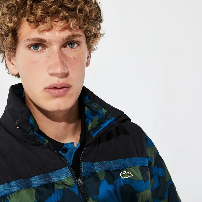 SPORT ColorBlocked Water Resistant Quilted Jacket BlackBlueKhaki Green Mens Lacoste Jackets and Coats Gift 4 You