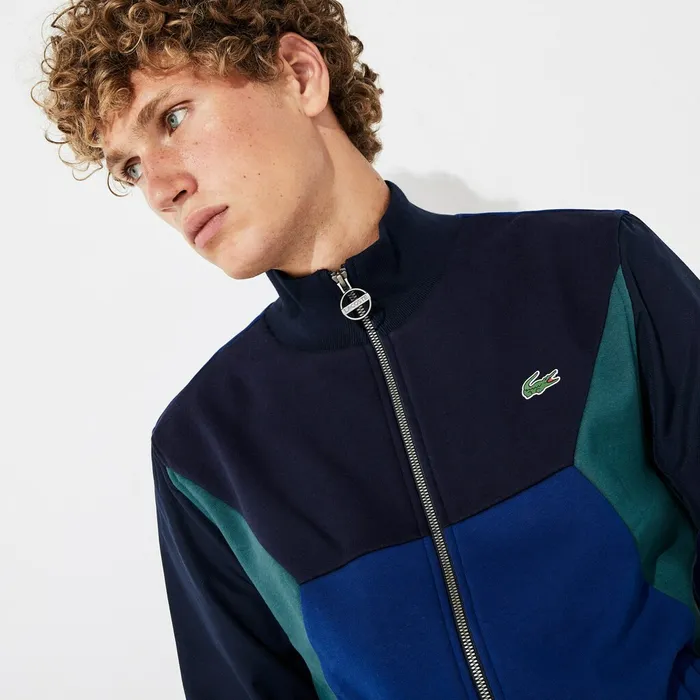 SPORT ColorBlocked Zip Up Tennis Sweatshirt Navy BlueGreen Mens Lacoste Sweatshirts Store