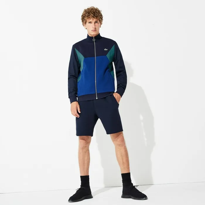 SPORT ColorBlocked Zip Up Tennis Sweatshirt Navy BlueGreen Mens Lacoste Sweatshirts Store