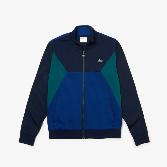 SPORT ColorBlocked Zip Up Tennis Sweatshirt Navy BlueGreen Mens Lacoste Sweatshirts Store