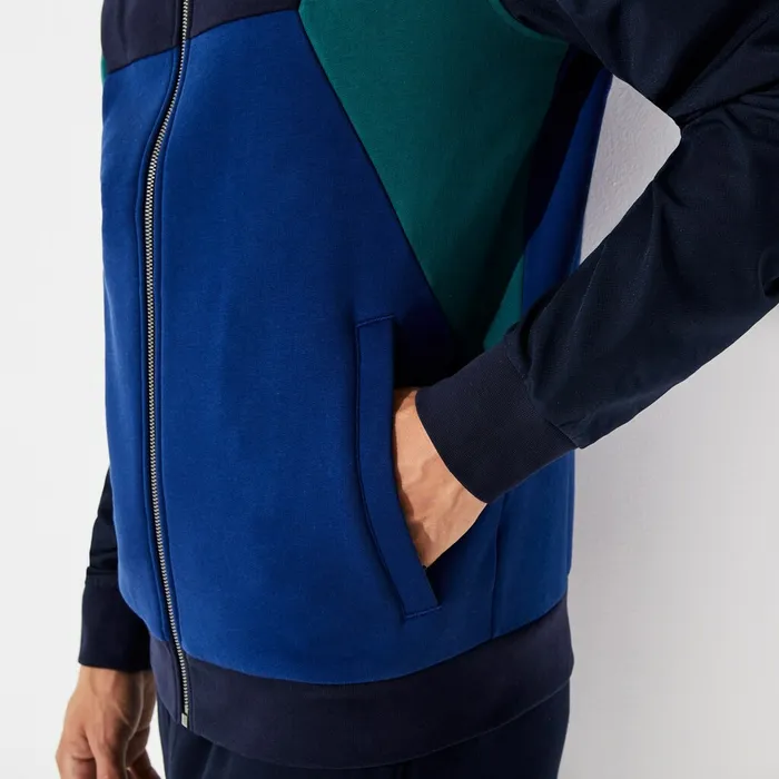 SPORT ColorBlocked Zip Up Tennis Sweatshirt Navy BlueGreen Mens Lacoste Sweatshirts Store