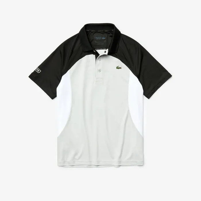 SPORT Colorblock Breathable Piqu Tennis Polo Shirt BlackLight GreyWhite Mens Lacoste Polos Gift Ideas