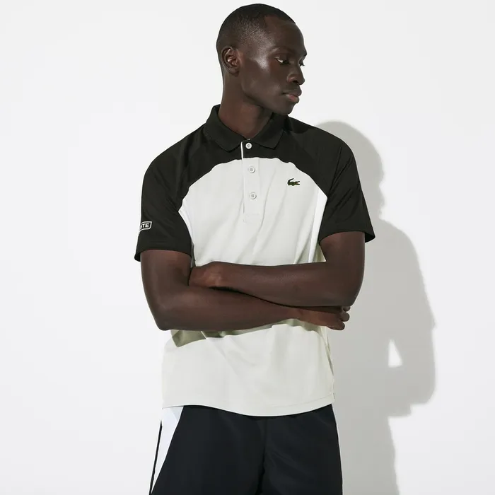 SPORT Colorblock Breathable Piqu Tennis Polo Shirt BlackLight GreyWhite Mens Lacoste Polos Gift Ideas