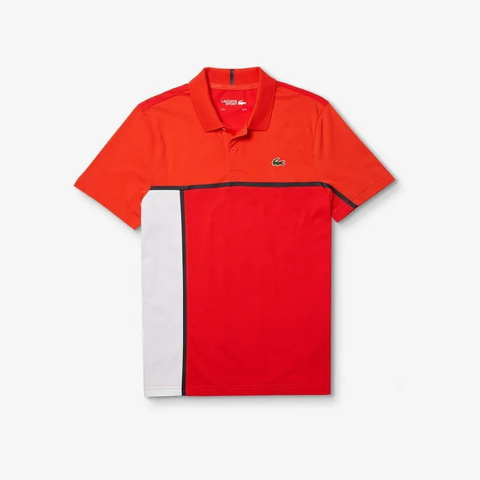 SPORT Colorblock Cotton Polo RedWhiteBlack Mens Lacoste Polos Gift Ideas