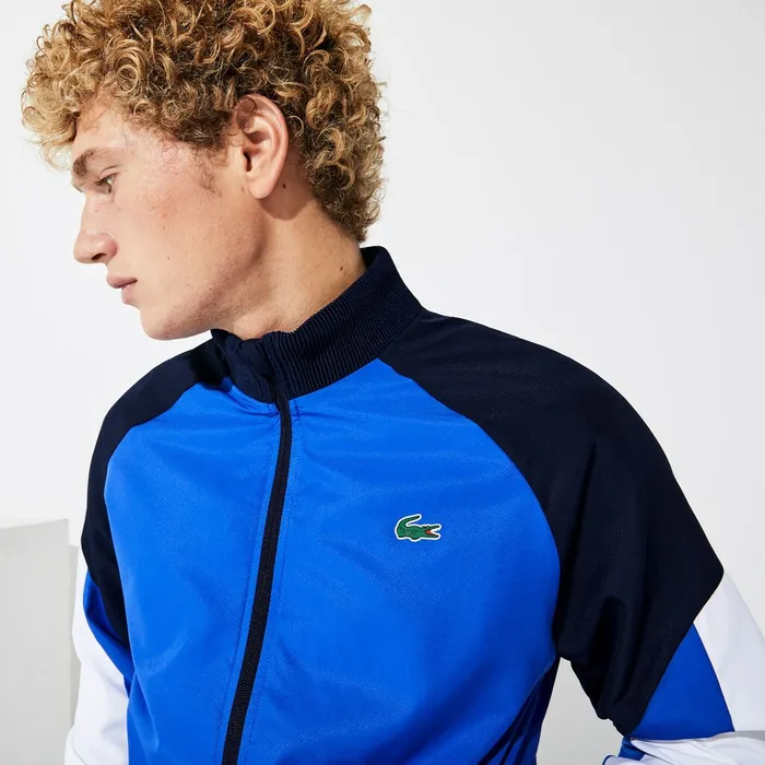 SPORT Colorblock JerseyLined Tracksuit BlueNavy BlueWhite Mens Lacoste Tracksuits Near Me
