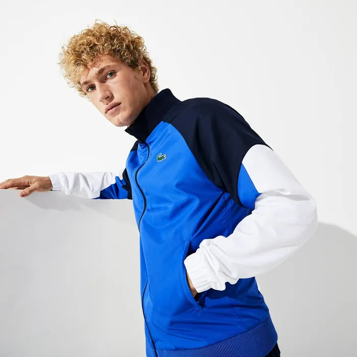 SPORT Colorblock JerseyLined Tracksuit BlueNavy BlueWhite Mens Lacoste Tracksuits Near Me