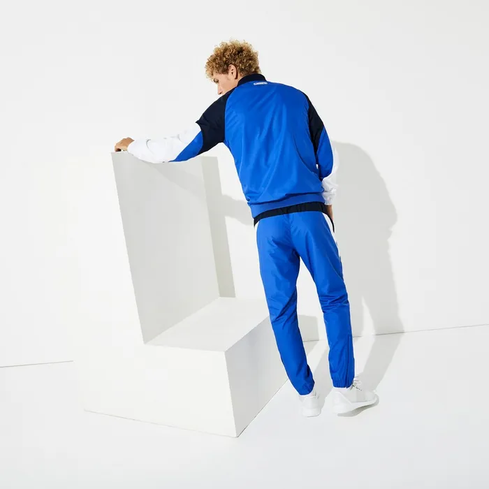 SPORT Colorblock JerseyLined Tracksuit BlueNavy BlueWhite Mens Lacoste Tracksuits Near Me