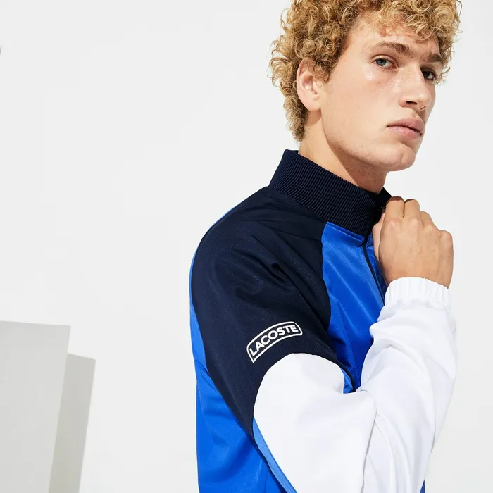 SPORT Colorblock JerseyLined Tracksuit BlueNavy BlueWhite Mens Lacoste Tracksuits Near Me