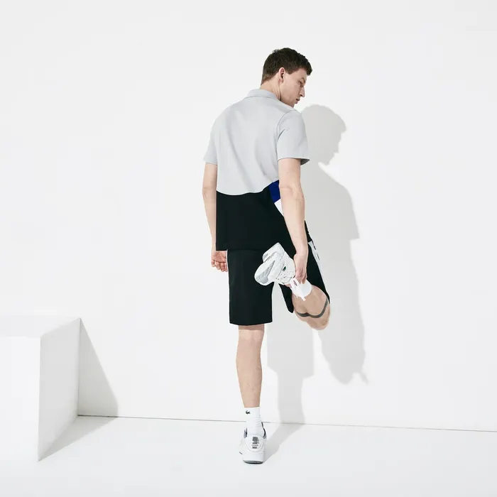 SPORT Colorblock Performance Polo Light GreyBlackWhiteBlue Mens Lacoste Polos Cheap On Sale