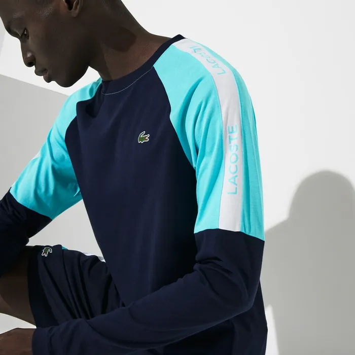 SPORT Colorblock Performance Tshirt Navy BlueTurquoiseWhite Mens Lacoste TShirts USA