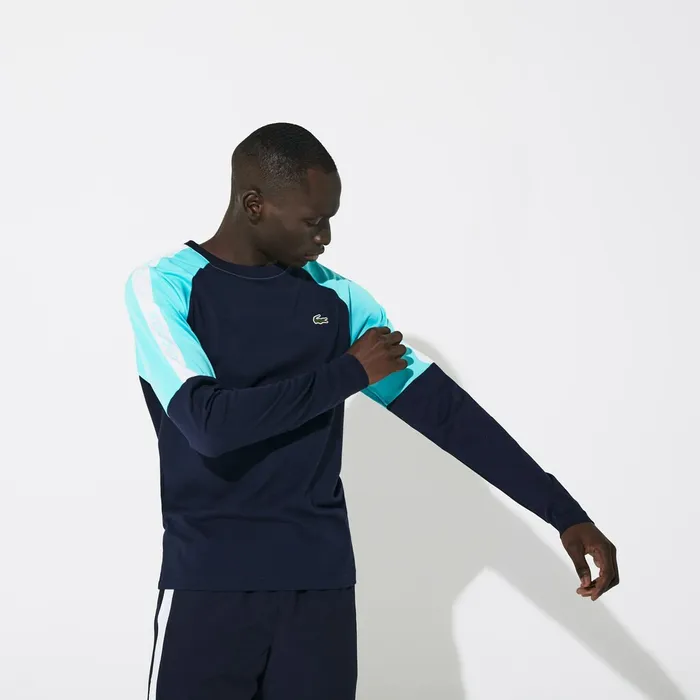 SPORT Colorblock Performance Tshirt Navy BlueTurquoiseWhite Mens Lacoste TShirts USA