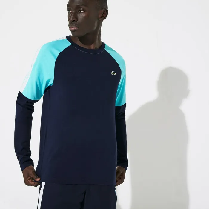 SPORT Colorblock Performance Tshirt Navy BlueTurquoiseWhite Mens Lacoste TShirts USA