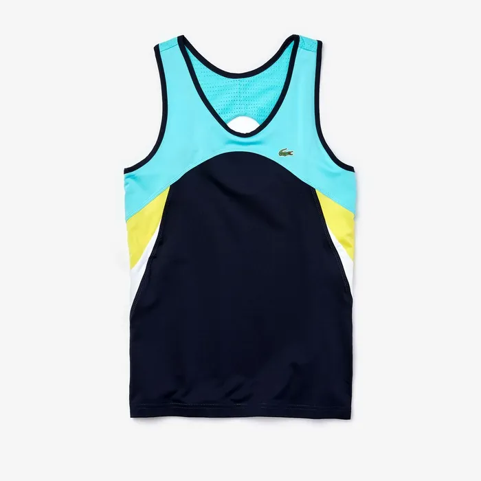 SPORT Colorblock Performance Ultra Dry Tank Top Navy BlueTurquoiseYellowWhiteNavy Blue Womens Lacoste TShirts Shop Online