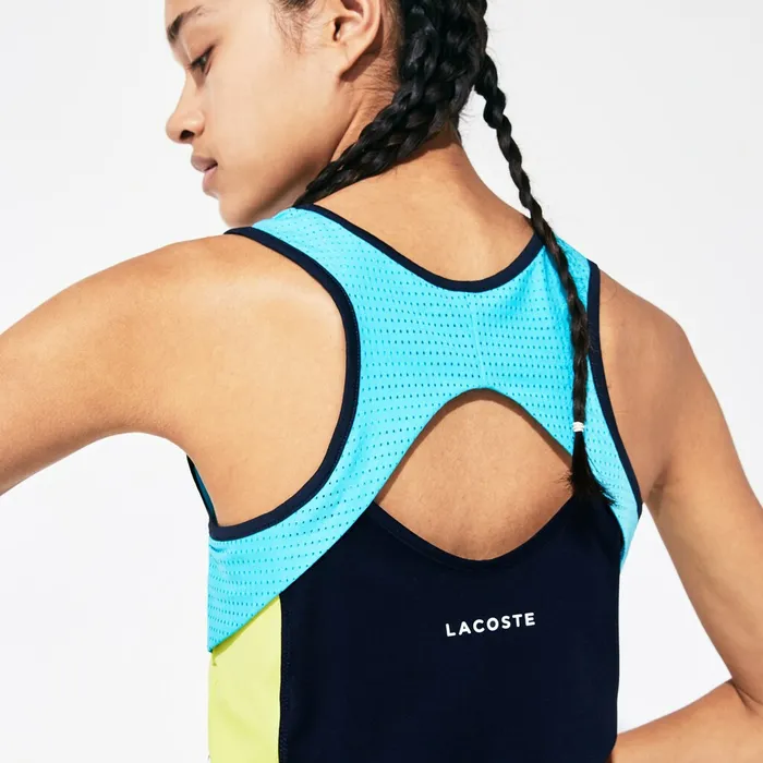 SPORT Colorblock Performance Ultra Dry Tank Top Navy BlueTurquoiseYellowWhiteNavy Blue Womens Lacoste TShirts Shop Online
