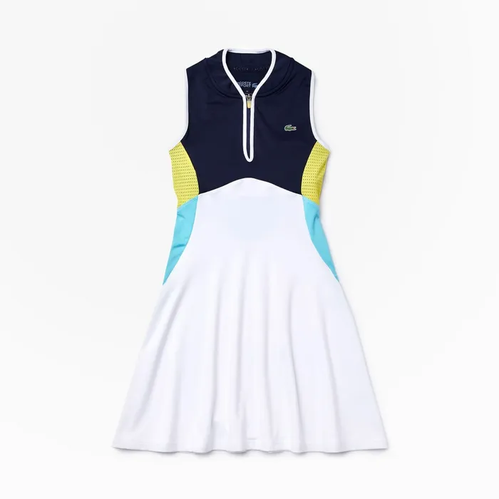 SPORT Colorblock Stretch Jersey Dress WhiteNavy BlueTurquoiseYellow Womens Lacoste Dresses and Skirts Gift Ideas