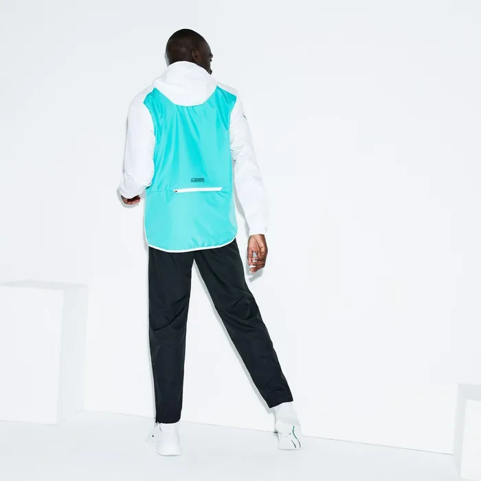 SPORT Colorblock Taffeta Tennis Tracksuit WhiteGreenBlack Mens Lacoste Tracksuits Casaul