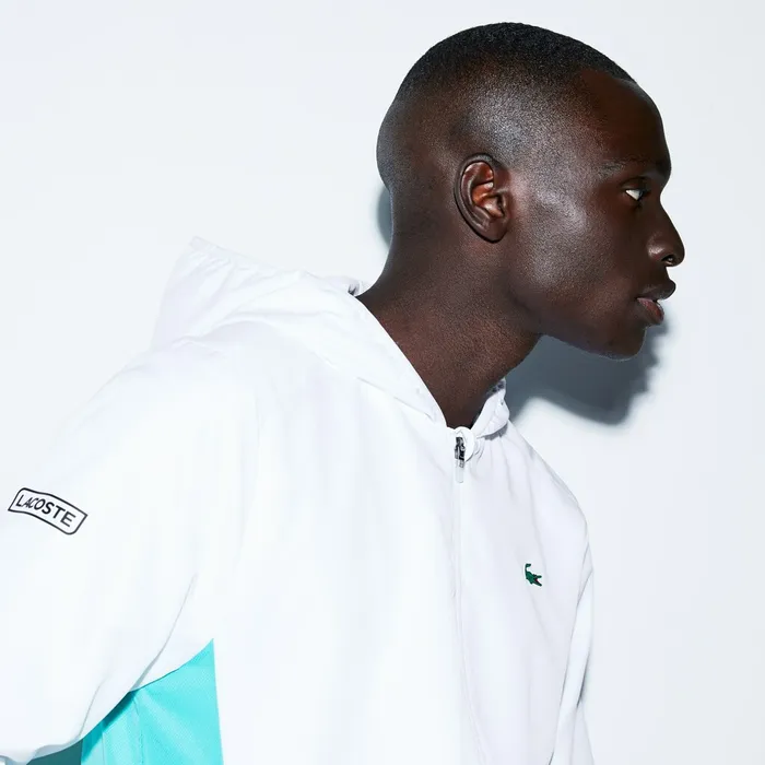 SPORT Colorblock Taffeta Tennis Tracksuit WhiteGreenBlack Mens Lacoste Tracksuits Casaul