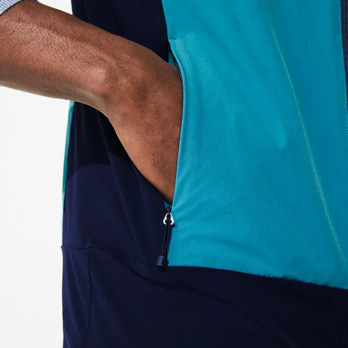 SPORT Colorblock Technical Taffeta Golf Quilted Vest BlueNavy Blue Mens Lacoste Jackets and Coats Gift 4 You