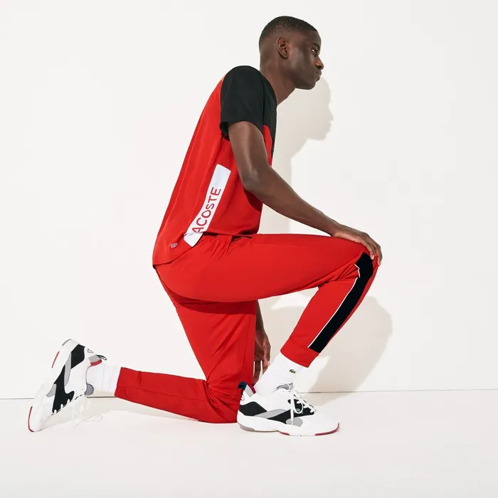 SPORT Colorblock Tricot Sweatpants RedBlackWhite Mens Lacoste Tracksuits Online Store SPORT Colorblock Tricot Sweatpants RedBlackWhite Mens Lacoste Tracksuits Online Store