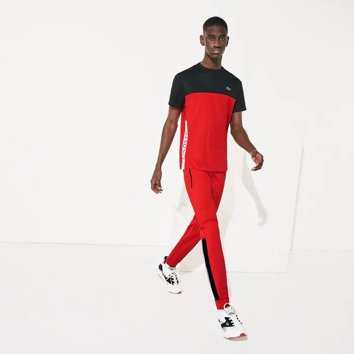 SPORT Colorblock Tricot Sweatpants RedBlackWhite Mens Lacoste Tracksuits Online Store
