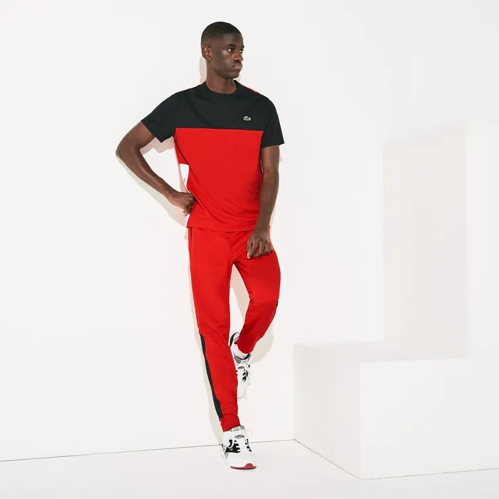 SPORT Colorblock Tricot Sweatpants RedBlackWhite Mens Lacoste Tracksuits Online Store