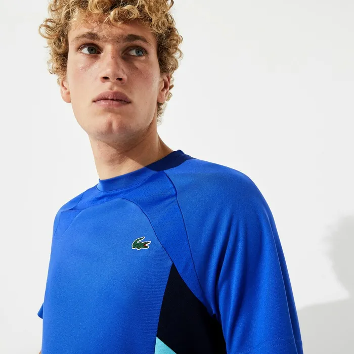 SPORT Colorblock Ultra Dry Performance Tshirt BlueNavy BlueTurquoiseWhite Mens Lacoste TShirts Shop Online