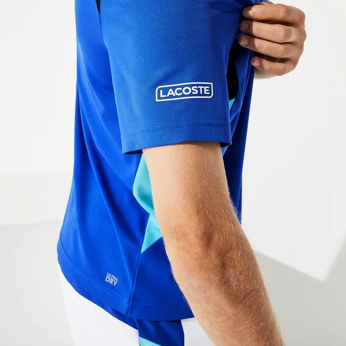 SPORT Colorblock Ultra Dry Performance Tshirt BlueNavy BlueTurquoiseWhite Mens Lacoste TShirts Shop Online