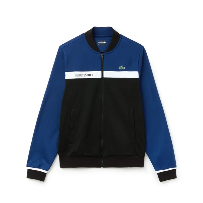 SPORT Colorblock Zip Piqu Tennis Sweatshirt Navy BlueBlackWhite Mens Lacoste Sweatshirts Online Outlet Store