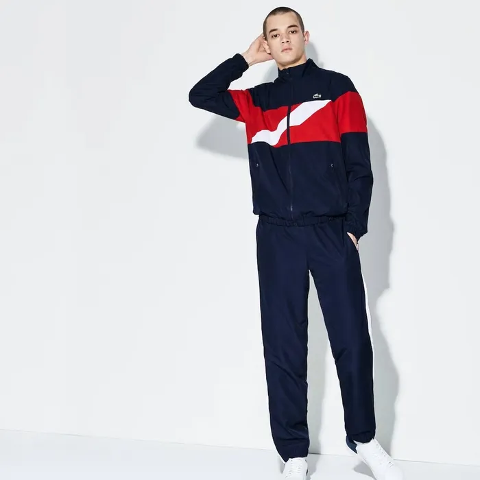 SPORT Colored Bands Taffeta Tennis Tracksuit Navy BlueRedWhite Mens Lacoste Pants and Shorts Gift 4 You SPORT Colored Bands Taffeta Tennis Tracksuit Navy BlueRedWhite Mens Lacoste Pants and Shorts Gift 4 You