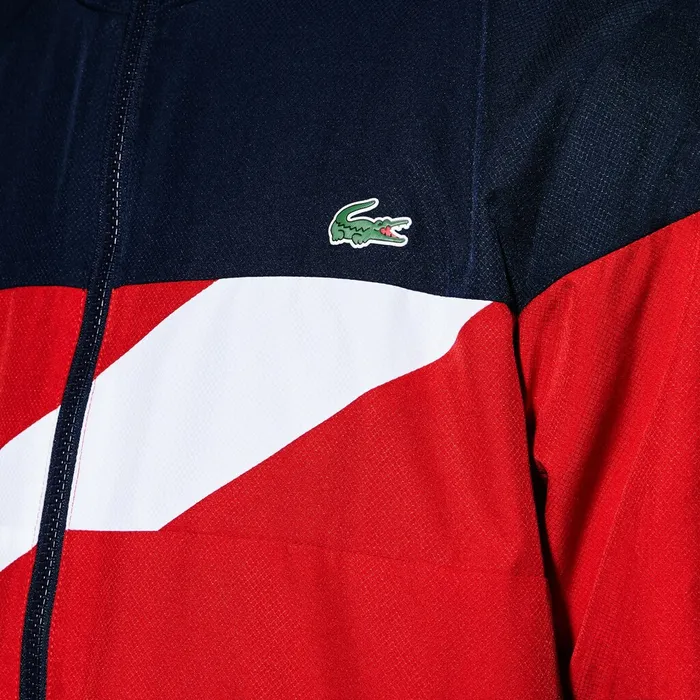 SPORT Colored Bands Taffeta Tennis Tracksuit Navy BlueRedWhite Mens Lacoste Pants and Shorts Gift 4 You