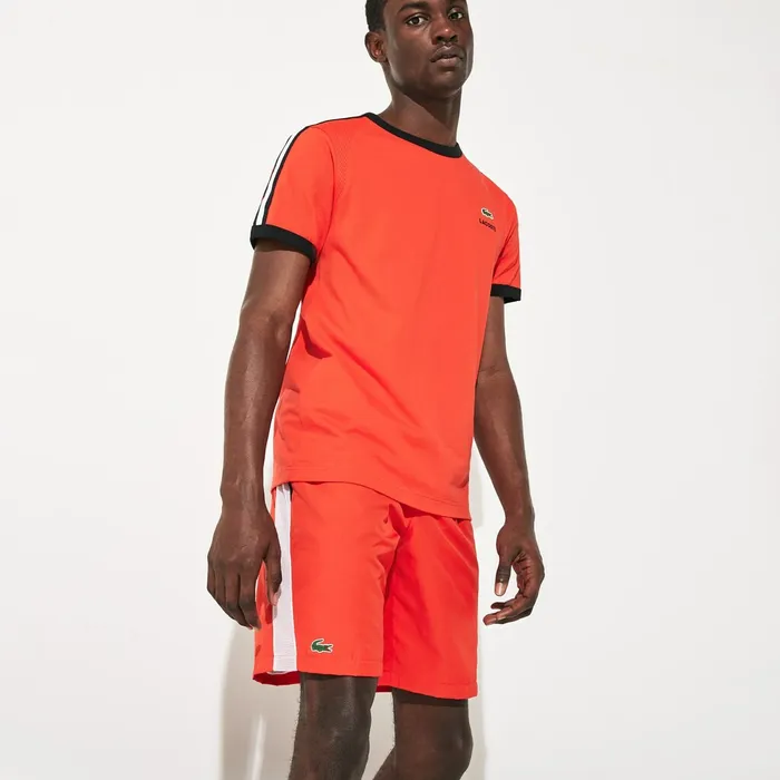 SPORT Contrast Bands Lightweight Tennis Shorts RedWhiteBlack Mens Lacoste Pants and Shorts Outlet Factory SPORT Contrast Bands Lightweight Tennis Shorts RedWhiteBlack Mens Lacoste Pants and Shorts Outlet Factory