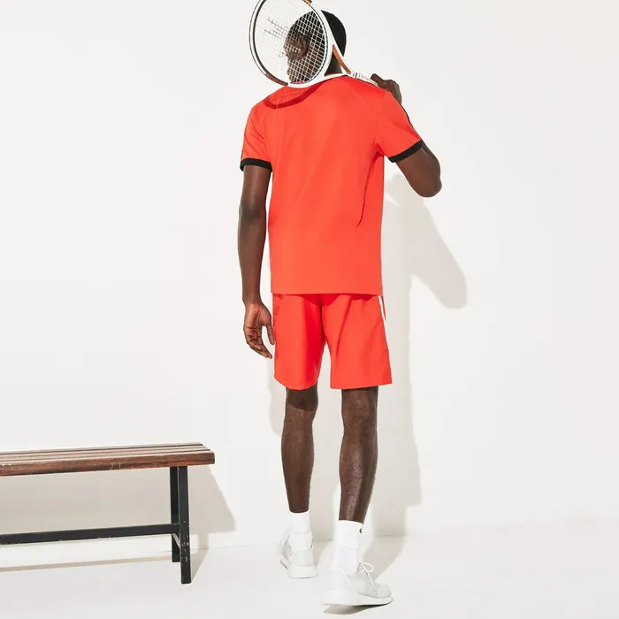 SPORT Contrast Bands Lightweight Tennis Shorts RedWhiteBlack Mens Lacoste Pants and Shorts Outlet Factory