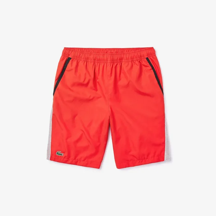 SPORT Contrast Bands Lightweight Tennis Shorts RedWhiteBlack Mens Lacoste Pants and Shorts Outlet Factory