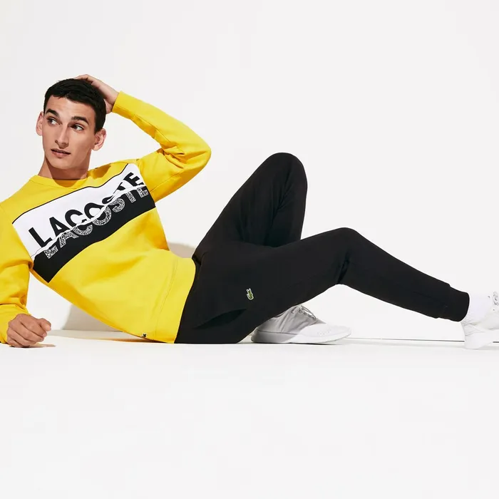 SPORT Cotton Fleece Tennis Sweatpants Black Mens Lacoste Tracksuits Gift for Friend
