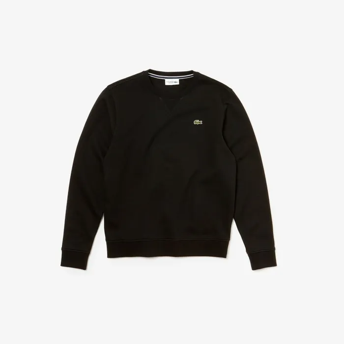 SPORT Crew Neck Fleece Sweatshirt Black Mens Lacoste Sweatshirts Online Store