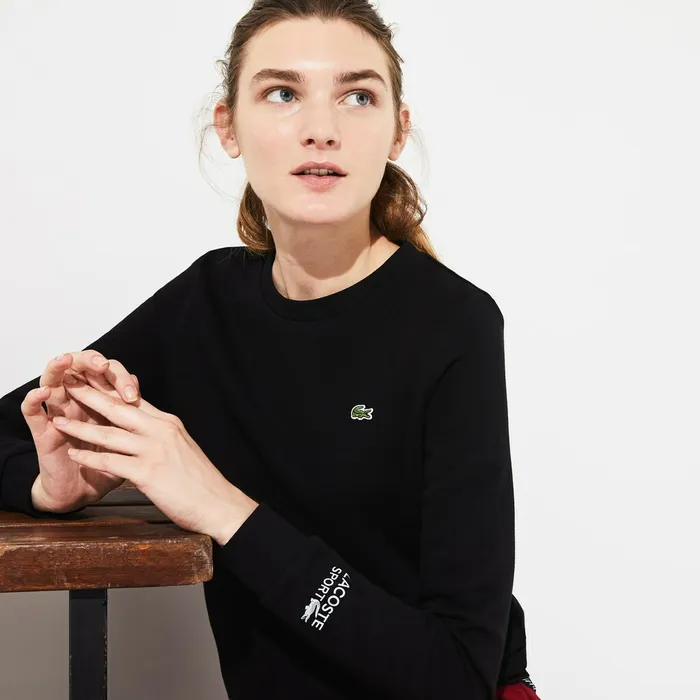 SPORT Crew Neck Fleece Sweatshirt Black Womens Lacoste Sweaters and Sweatshirts Online SPORT Crew Neck Fleece Sweatshirt Black Womens Lacoste Sweaters and Sweatshirts Online