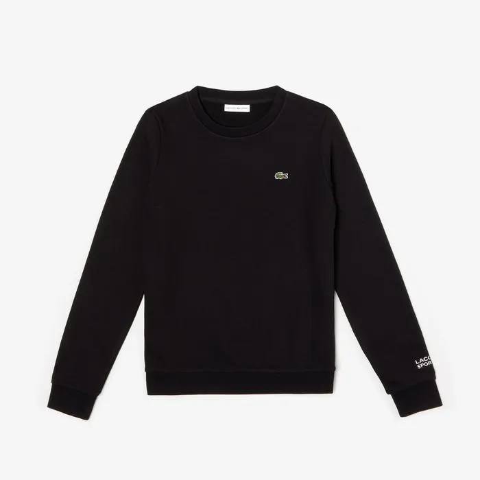SPORT Crew Neck Fleece Sweatshirt Black Womens Lacoste Sweaters and Sweatshirts Online