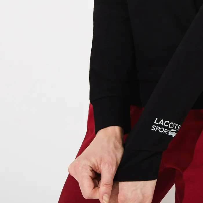 SPORT Crew Neck Fleece Sweatshirt Black Womens Lacoste Sweaters and Sweatshirts Online
