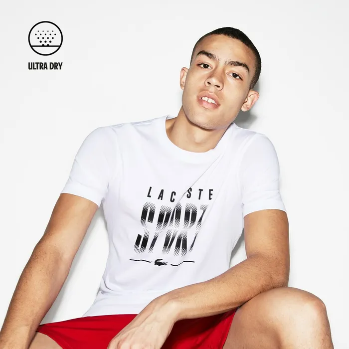 SPORT Crew Neck Jersey Tennis Tshirt WhiteBlack Mens Lacoste TShirts Gift for Friend