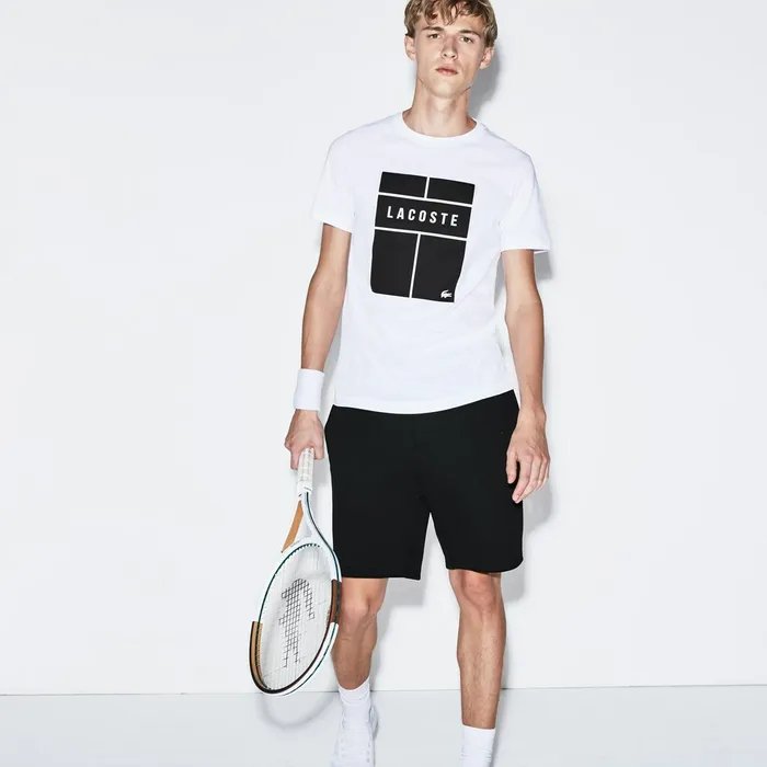 SPORT Crew Neck Lettering Jersey Tennis Tshirt WhiteBlackWhite Mens Lacoste TShirts On Sale