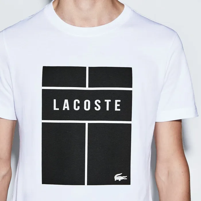 SPORT Crew Neck Lettering Jersey Tennis Tshirt WhiteBlackWhite Mens Lacoste TShirts On Sale