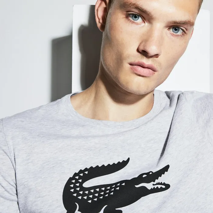 SPORT Crew Neck Ultra Dry Tshirt Grey ChineBlack Mens Lacoste TShirts Casaul