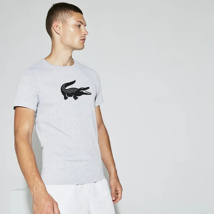 SPORT Crew Neck Ultra Dry Tshirt Grey ChineBlack Mens Lacoste TShirts Casaul